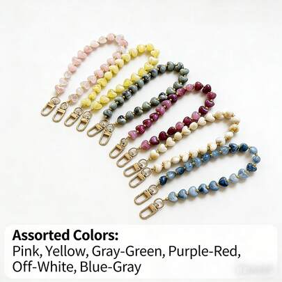 1 chiếc dây đeo điện thoại hình trái tim tối giản thanh lịch, đính hạt acrylic, 6 màu để lựa chọn, phụ kiện trang trí điện thoại, túi xách, quà tặng cho mẹ, bạn gái, người yêu