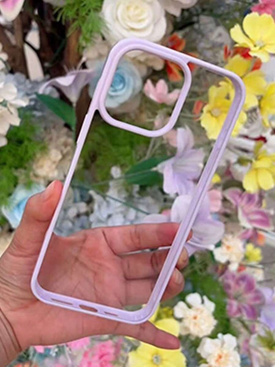 Minimalist Solid Color Purple Bumper Frame Minimalist Transparent Acrylic Phone Case, Compatible With IPhone 17 Pro Max/17 Pro/17/17 Air/16 Pro Max/16/16 Pro/16 Plus/15/15 Pro Max/15 Pro/15 Plus/11/12/13/14 Pro Max/XS/XR/11 Pro/11 Pro Max/12 Pro/12 Pro Max/13 Pro/13 Pro Max/7 Plus/14 Pro/14 Pro Max Spring Gift - Purple - View 1