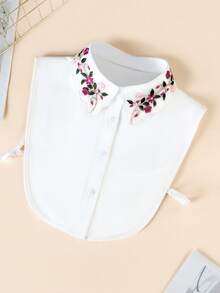 1pc Women's Fashion Embroidered Colorful Floral Collar Chiffon Detachable Collar Decor For Sweatshirt, Sweatshirt, Blouse, Versatile Valentine's Day - White - View 13