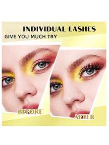 DIY个人睫毛嫁接套装：48片自粘式睫毛簇，D型卷翘，自然外观，10-16毫米混合长度 - 查看 2