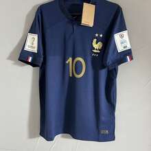 2022 World Cup France Home Jersey, #10 K Ylian Mbappé Fan Edition, Quick-Drying And Breathable Football Jersey - 藍色 - 查看 2