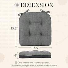 Basic Beyond - Cojines de silla para sillas de comedor paquete de 4 cojines de silla con lazos y respaldo antideslizante almohadillas para orejas de cocina de 15.5 x 15.5 pulgadas para sillas de - Gris Oscuro - Ver 2