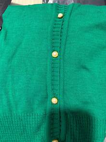 Beautiful, Fashionable, Lightweight Knit Cardigan With Buttons And Elastane. (Super Shipping!) - Green - View 1