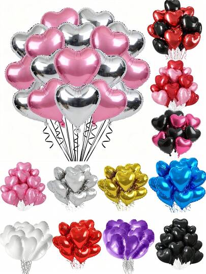 Bộ 10 quả bóng bay hình trái tim bằng giấy bạc, kích thước 18 inch, nhiều màu sắc để lựa chọn, thích hợp cho trang trí đám cưới, tiệc tùng, sinh nhật, trang trí phòng và trang trí ngày Valentine.