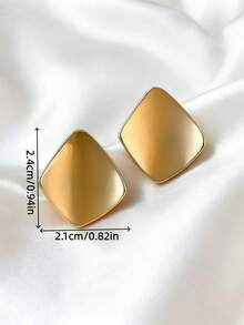 1 Pair Minimalist Geometric Square Stud Earrings, Fashionable Versatile Earrings Suitable For Women's Daily And Holiday Wear - Geometric Square - View 6