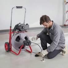 Drain Cleaner Machine 75 FT X 3/8 Inch, Auto Feed Sewer Snake Drain Auger On Wheels, Portable Drain Cleaning Machine With 8 Cutters & Air-Activated Foot Switch For 2" To 4" Pipes - 75 FT X 3/8 Inch - View 1