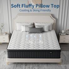 10"12"14" Queen Mattres Twin Full Queen King Size Bed Mattress In A Box, Hybrid Pocket Spring Breathable Cotton Layer Mattress For Motion Isolation & Silent Sleep, Lumbar Support & Pressure Relief, Medium Firm - 黑與白 - 查看 5