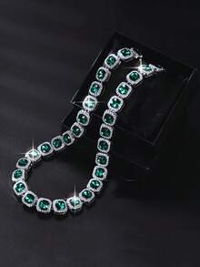 CVNANA 1pc Rhinestone Embellished Hip Hop Chain Necklace, Gun Black Personalized Necklace, Unisex Punk Style Bracelet, Must-Have For Cool People - A - View 10