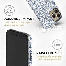 蓝色花卉图案二合一磨砂手机壳，兼容 16、15、14、13、12、11、Pro Max 和 Plus。 - 彩色 - 查看 5