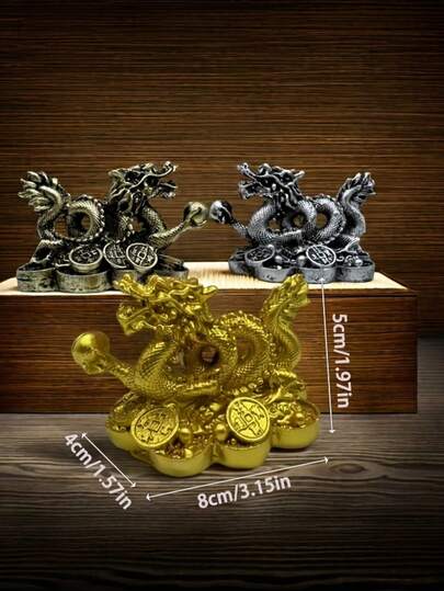 1 tượng nhỏ sưu tầm, tượng rồng vàng Trung Quốc, tượng rồng 12 con giáp mini bằng nhựa, thích hợp trang trí nhà cửa và văn phòng, trang trí năm mới, đồ trang trí nhà thủ công, đồ trang trí văn phòng.