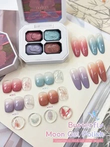 4-Colors Patting Glue Smudges Canned High Saturation Popular Semi-Solid Nail Polish Glue Nail Salon DIY For Summer - Multicolor - View 3