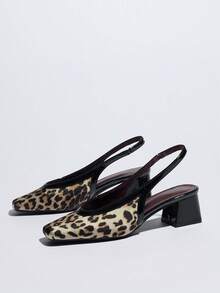 Premium Glossy Chunky Heel Slip-On Backless Outdoor Wear New Style Comfortable Elegant Women's French Runway High Heel Sandals - Black - View 5