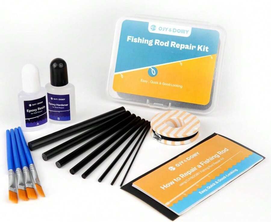 OJYDOIIIY 3-In-1 Fishing Rod Repair Kit - Carbon Sticks/Rod Tips/Eyelets Replacement Parts, Complete Supplies And Instructions - ColorA - View 1