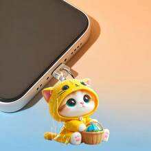 Cat Red Transparent Card Slot Phone Case + 2D Acrylic Type-C Dust Plug, Suitable For Devices. Compatible With Global/EU Version Note 9 4G/POCO C75/Poco M7/Poco M4 Pro 5G/Poco M7 Pro 5G/Note 14 Pro 4G/Note 14 Pro+ 5G. Designed Specifically For Users. - Clear - View 1