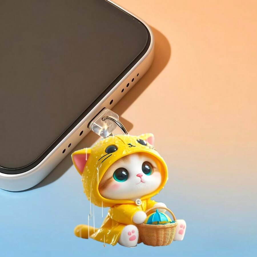 Cat Red Transparent Card Slot Phone Case + 2D Acrylic Type-C Dust Plug, Suitable For Devices. Compatible With Global/EU Version Note 9 4G/POCO C75/Poco M7/Poco M4 Pro 5G/Poco M7 Pro 5G/Note 14 Pro 4G/Note 14 Pro+ 5G. Designed Specifically For Users. - Clear - View 1