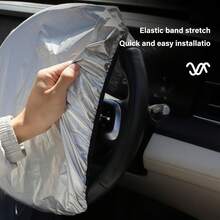 42厘米通用汽车方向盘遮阳罩，银涂层布料，有效反射隔热，适用于所有车型，易于使用，不烫手，保护方向盘免受老化影响 - 方向盤遮陽罩 - 查看 6