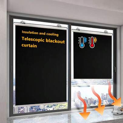 1pc Blackout Roller Blind With Suction Cup, No Drilling Required, Sun Shading & Heat Insulation For Kitchen, Bathroom, Balcony, Car, Office