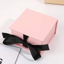 1 Stück Schmuckgeschenkbox mit Schleifendeckel, geeignet für Ohrringe, Ringe, Halsketten, Armbänder, Anhänger - Pink - Übersicht 5