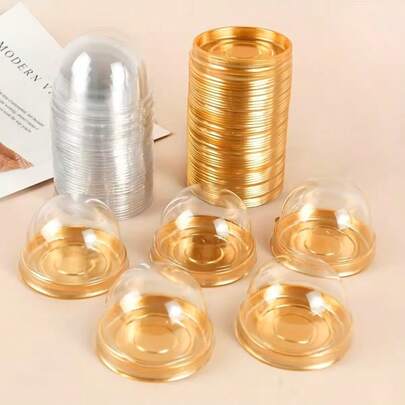 100 piezas - (50 piezas Bandeja + 50 piezas Tapa) / 50 piezas - (25 piezas Bandeja + 25 piezas Tapa) Cajas de postre mini transparentes - Adecuadas para bodas, fiestas, regalos de Navidad, envasado de dulces y chocolates, embalaje de hornear de plástico OPP. Elegantes cajas de postre transparentes para pasteles, dulces y chocolates - Embalaje perfecto para bodas, fiestas y regalos