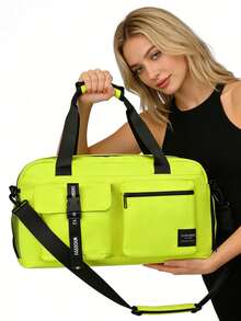 带干湿分离口袋的旅行包，带鞋仓的旅行包，商务旅行、健身、户外活动、学习用品、学生用品、度假用品、带鞋袋的过夜包 - 彩色 - 查看 3