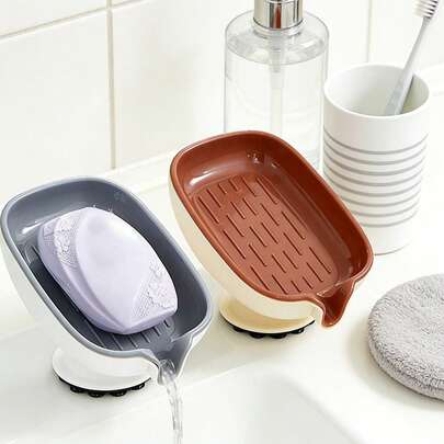 Khay đựng xà phòng có đế hút, giá đựng xà phòng hình bầu dục bằng nhựa, hộp đựng xà phòng bằng nhựa có lỗ thoát nước, thích hợp cho phòng tắm, khay đựng xà phòng có thể tháo rời và dễ dàng vệ sinh, giá đỡ bồn rửa không cần khoan lỗ với đế hút chắc chắn, thiết kế thoát nước hai lớp có thể tháo rời, thích hợp cho vòi sen, bồn rửa nhà bếp, bồn tắm, v.v.