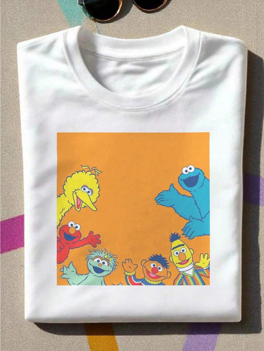 Graphic Tees Women Fifth Sun Sesame Men's Everything I Know I Learned On The Streets Short Sleeve Crew Tee Men's Summer Casual 180g Pure Cotton T-Shirt Patterned Printed Short Sleeved Top T-Shirt - 白色1 - 查看 1