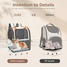 Lekereise - Mochila para gatos mochila para perros pequeños gatos medianos con capacidad de hasta 18 libras mochila plegable para perros para viajes senderismo orejas de color beige y naranja - Orejas BeigeNaranja - Ver 5