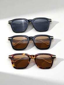 1 par de gafas de moda con marco metálico cuadrado para mujeres, de estilo europeo y americano, adecuadas para exteriores, ciclismo, playa, vacaciones, regalo - Multicolor - Ver 4
