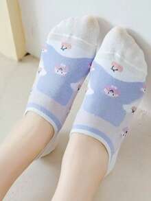 5 Pairs Cute Cartoon Sweet Japanese Style Thin Invisible Socks For Women, Spring/Summer - Multicolor - View 3