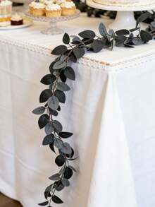 1 pieza Guirnalda de hojas de rosa, decoración DIY para boda, sala de estar, mesa de comedor - Negro - Ver 4
