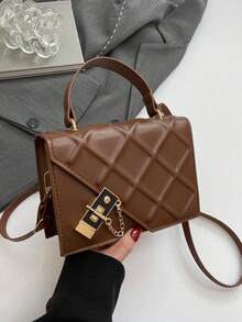 Bolso de mano minimalista y de textura de moda, nuevo bolso de hombro y cruzado personalizado y con estilo para mujer - Marrón - Ver 10