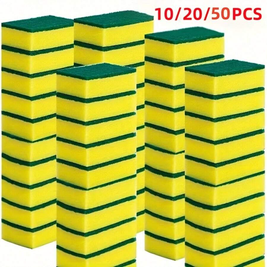 1/10/20/50pcs Double-Sided Multi-Functional Portable High Absorbency Cleaning Sponges, Suitable For Washing Dishes In Kitchen And Household Cleaning