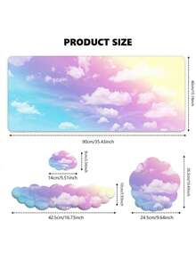 Ergonomic Mouse Pad And Wrist Rest Set -4-Piece Set, Including Large Table Pad, Keyboard Wrist Rest, Mouse Wrist Pad, Coaster-Cloud Design, Arm Pain Relief For Office Use - View 8