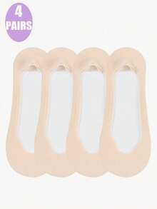 4/1 paires de chaussettes invisibles de bateau confortables et légères de couleur claire pour femmes - Beige - Voir 9