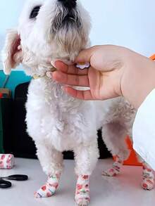 3pcs/Set Non-Woven Self-Adhesive Dog Leg Protectors, Cute Pattern, For Walking - Multicolor - View 7