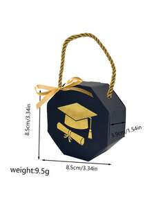 10pcs Graduation Cap Shaped Candy Gift Box Set, Ideal For Packaging Chocolates During Graduation Ceremonies. These Octagonal Mini Handled Gift Boxes Are Perfect For Parties - Multicolor - View 7