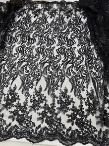 1 Yard/5 Yards High Quality Nigerian French Cord Lace Fabric 2026, Luxury African Black Sequin Lace Jacquard Fabric, French Sheer Embroidered Mesh Lace Trim Purple Fabric, Suitable For Making Women's Party Dress, Wedding Gown, Home Decor DIY Crafts Orange Lace Fabric - A - Xem 10