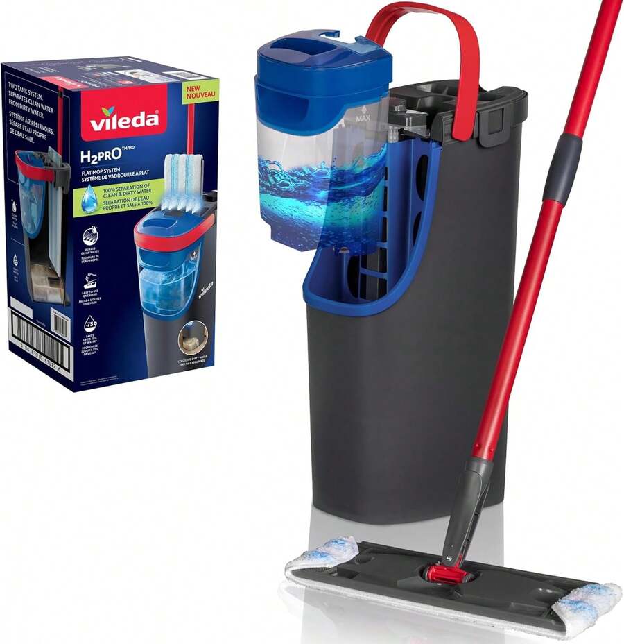 Flat Mop System - Revolutionary Clean And Dirty Water Separation - Water-Saving Design - Compact Storage - Ergonomic Handle - Microfibre Power - Can Be Used One-Handed - Flat Mop - View 1