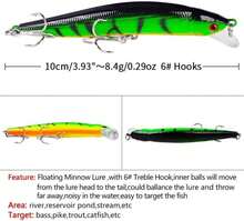 OriGlam 10pcs Fishing Lures - Life-Like Swimbait, Minnow Hard Lure Bass Trout Baits Kit, Topwater Hard Baits Crankbait Swimbait For Saltwater Freshwater - White - View 6