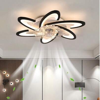 1 chiếc đèn quạt LED acrylic có thể điều chỉnh độ sáng, điện áp 220V, thích hợp cho phòng khách, phòng ăn, phòng ngủ, phòng học, khách sạn, chiếu sáng trang trí phòng và các loại đèn treo trang trí khác. Màu trắng/đen.