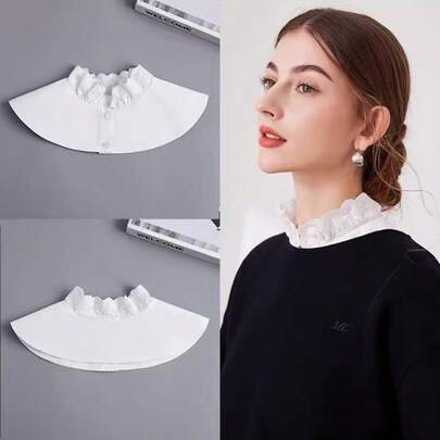 1pc Versatile Lace Collar Dickey, Suitable To Pair With Sweaters, Hoodies Etc. Autumn/Winter Detachable Ruffle Lace Peter Pan Collar