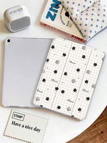 1pc Plaid Floral Pattern Painted Tablet Case, Compatible With IPad Mini4/Mini5/Mini6/Mini7/Air/Air2/9.7/10.2/10.5/Air4/Air5/10.9/Pro 11-Inch/10th Gen/ Air 11-In.(M2)-2024/ Pro11-In.(M4)-2024/Air 11-Inch (M3) 2025/ (A16) 11 Inch 11th Generation 2025, Galaxy Tab A8 10.5 Inch 2022. Includes Pencil Slot, Tri-Fold Stand, TPU Soft Edge Protection, Magnetic Sleep/Wake, Minimalist/Fresh/Cute/Fun/Personalized Design. - Multicolor - View 3