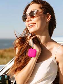 1pc Silicone Case + Track-Shaped Round Buckle Earphone Case Suitable Compatible With Apple 1/2/3, Pro/Pro 2/Pro 3, Anti-Drop Protection, New 4th Generation - Rose Red - View 6