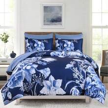 Floral Comforter Set King Size 7 Piece, Purple Flower Bed In A Bag, Elegant Floral Comforter With Sheet Set, Soft Microfiber Bedding Set For All Season (Purple, 104"X90") Home Decor Room Decor Bedroom Decor Bed Comforter Set Mothers Day Gift Wedding Decorations. - Purple2 - 查看 6