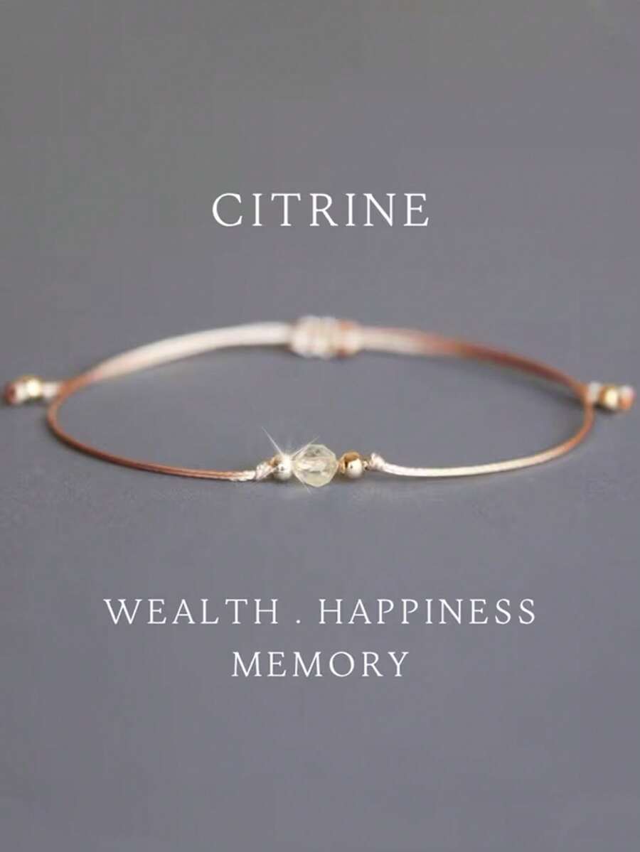 4毫米易切割黄水晶可调节手链 | 天然宝石 | 柠檬黄色 | 弹力绳 | 时尚饰品，适合日常佩戴及特殊场合 | 母亲节、生日理想礼物 | 全年皆宜的配饰 - 黃水晶 - 查看 1