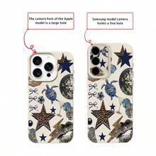 1pc TPU Material Cute Leopard Print, Sea Turtle, Star, Disco Collage Pattern Phone Case, Compatible With IPhone 17 Pro Max/17/16 Pro Max/15/13/12/11, S20 FE/A15/S24/A55, Note 11/12/13 Pro, Full-Body Shockproof Soft Protective Cover,International Version, Not The Domestic Version - White - View 7
