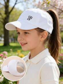 1pc Kids Baseball Cap, Suitable For Spring & Summer, Brimless Design, Girls Version, UV Protection, Suitable For Ponytail, Everyday Outdoor Activities In Spring & Autumn, Fits Ages 3-10 - P - View 11