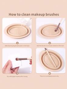 1pc Silicone Brush Cleaning Mat, Multi-Functional Cleaning Tool For Makeup Brushes, Sponges And Makeup Sponge - A-Purple - View 5