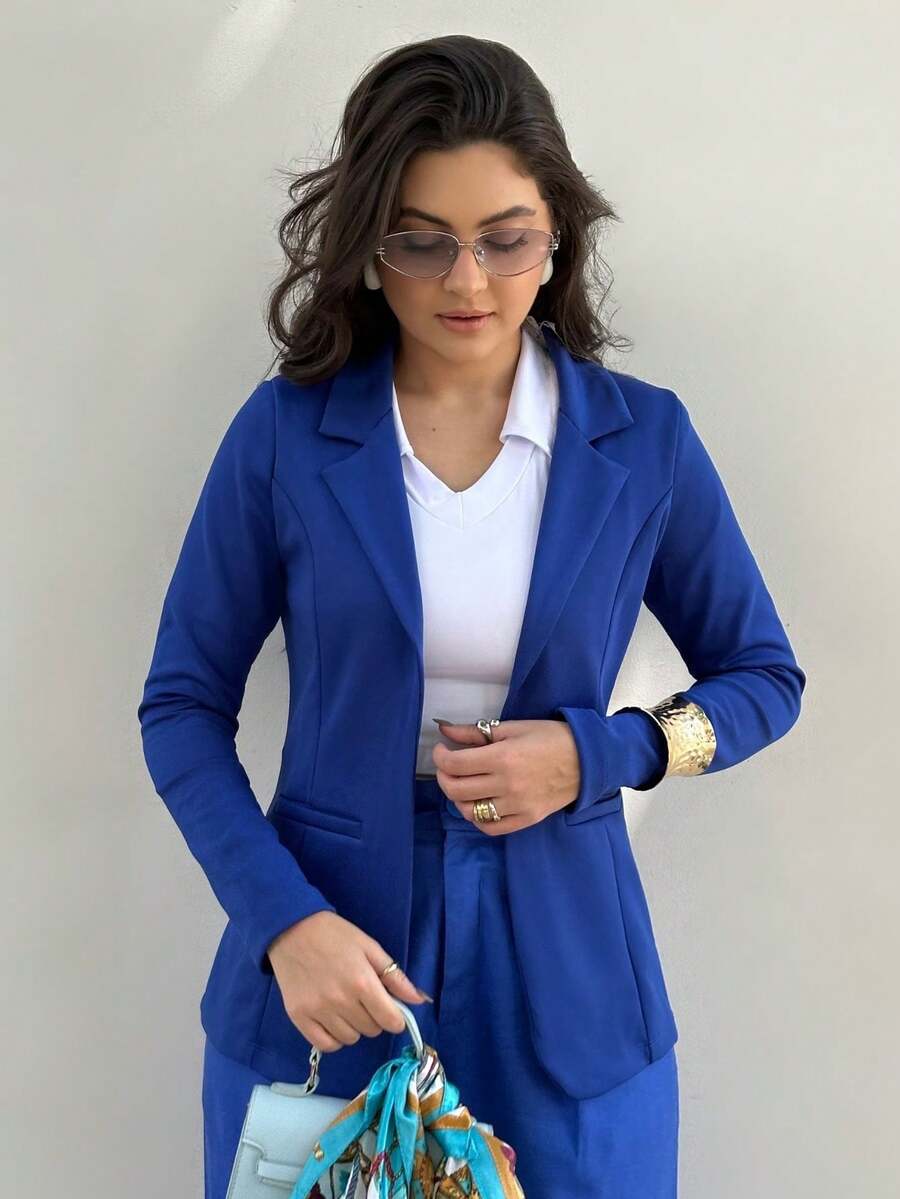 Women Coats - 寶藍色 - 查看 1