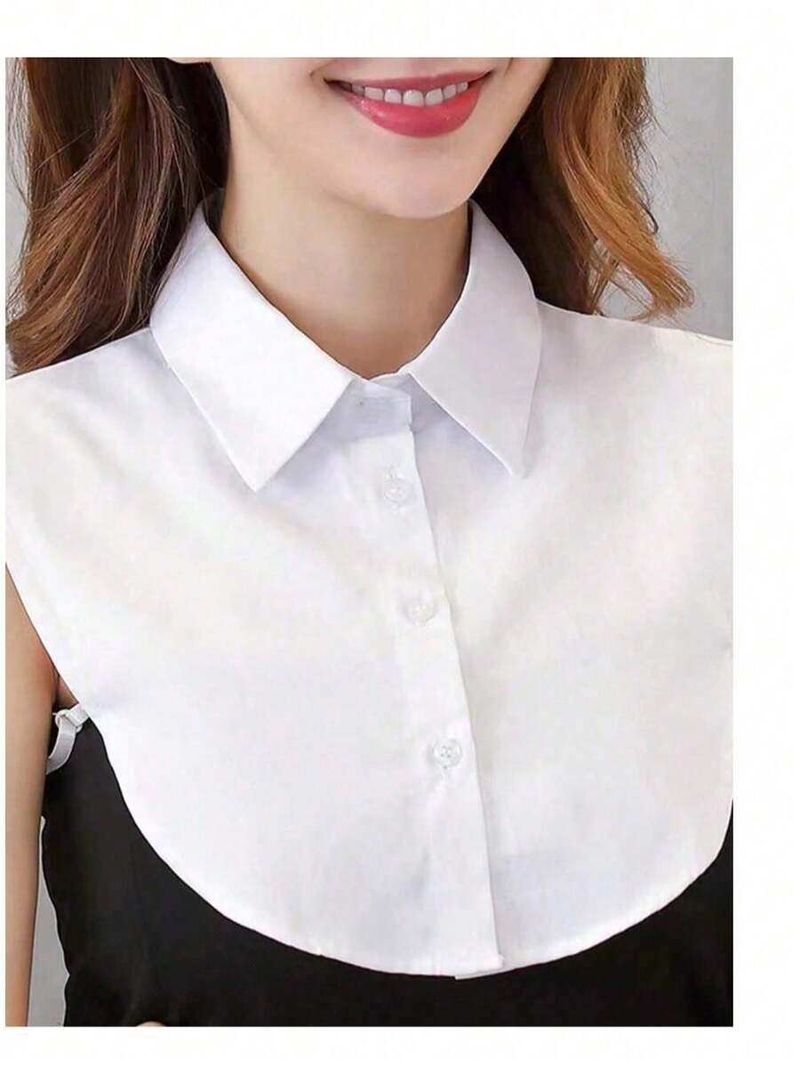 1pc Women's White Water-Soluble Embroidered Detachable Collar - White - View 1